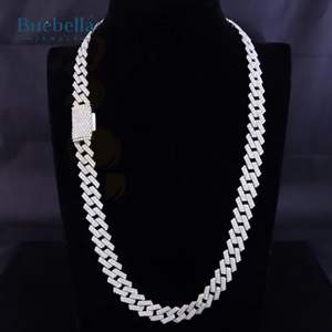 Venta caliente 8MM Moissanite Collar de cadena de eslabones cubanos Hombres Hip Hop Iced Out Vvs Diamante 925 Plata Cubano sin cuello - Product Image 5