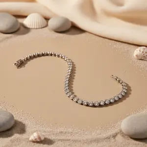 Women's 925 Silver <b>Cubic</b> <b>Zirconia</b> Tennis <b>Bracelet</b> Fashionable Gift Product - Product Image 3