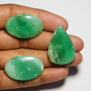 Lote de 3 Uds de piedras preciosas de crisoprasa, cabujones de crisoprasa Natural, piedras preciosas sueltas para la fabricación de joyas, 101Cts - Product Image 1