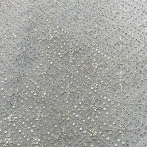 Viskon georegette kumaşlar işlemeli iş kumaşları boyanabilir kumaşlar kullanım mens giysiler sherwani kurta damat sherwani genişliği 44
