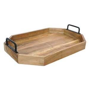 Top Selling Premium Quality Wooden Tray Metal Handles Wood Inlay Modern Design Multi-piece Serving Storage <b>Shelves</b> Unit Decor - Product Image 3
