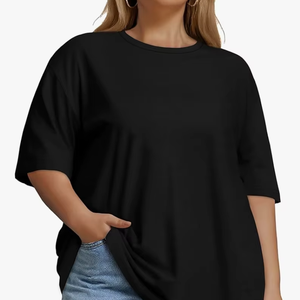 ODM Bangladesh Factory Wholesale Women Plus Size Short Sleeve Crew Neck Tee Custom Logo New Arrival Export Quality Top - Product Image 1