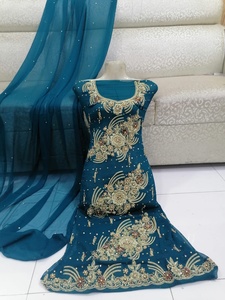 2022 Venta caliente pakistaní indio trabajo hecho a mano gasa vestido de novia Salwar Kameez traje para adultos ropa de boda de verano para mujeres - Product Image 5