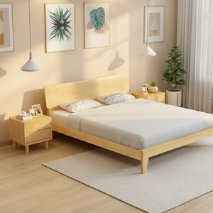 High Quality Factory Wholesale Nordic Light Wood <b>Bed</b> <b>Frame</b>, Natural Solid Wood, Easy Assembly - Product Image 3