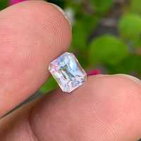 Pierre précieuse de qualité supérieure, pierre de lune arc-en-ciel de qualité premium, coupe émeraude multi-feu, certifiée IGI, pierre naturelle pour la fabrication de bijoux