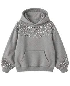 Women Oversized <b>Rhinestone</b> Hoodie Casual Pullover Sweatshirt Long Sleeve With Pocket Fashion Hooded <b>Top</b> - Product Image 2