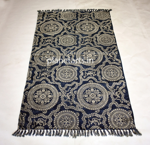 Offre spéciale Ensemble de tapis en coton à imprimé indigo Décoration intérieure douce avec impression en blocs personnalisable Prix d'usine - Product Image 1