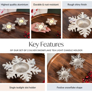 <b>Snowflakes</b> Metal Tea <b>Light</b> Holder and Candle Holder for Home Decor Trendy for Christmas Decoration - Product Image 5