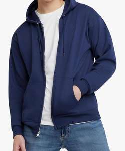 Venta caliente Nueva alta calidad al por mayor de impresión de logotipo personalizado de algodón liso con cremallera Sudadera con capucha para hombre Zip up Hoodie - Product Image 4