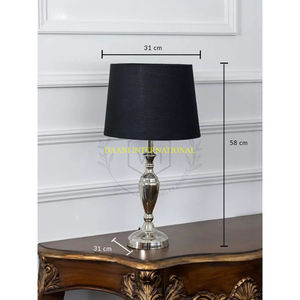 Elegant <b>Silver</b> Table <b>Lamp</b> With Black <b>Shade</b> For Bedroom Living Room Or Office Desk Lighting - Product Image 2