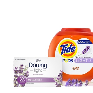 Toallitas para Secadora Downy Light Mega, Toallitas Suavizantes para Ropa, Aroma Lavanda Blanca, 180 Unidades - Product Image 1