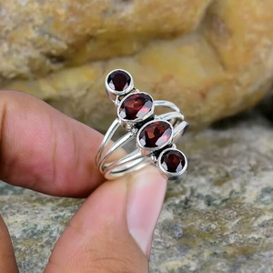 Handmade Boho Gemstone <b>Ring</b> Custom Size Garnet Jewelry for Her Christian Anniversary Gift Style Bohemia - Product Image 1