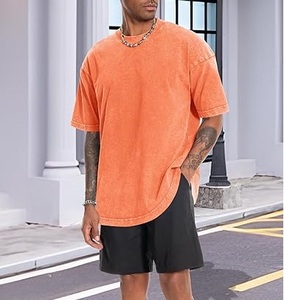 T-shirt pour homme surdimensionné à épaules tombantes, nouveau design, lavage à l'acide, 100% coton, blanc, de haute qualité, bon matériau, respirant, vente en gros - Product Image 3