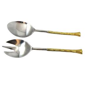 Ensemble de serveurs à salade en acier inoxydable de qualité supérieure, manche design, ensemble de couverts élégants pour la table - Product Image 1