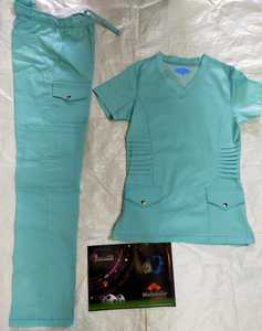 Ensembles de blouses d'hôpital pour femmes prêts à être expédiés, en tissu tissé extensible coton-spandex, logo personnalisé - Product Image 2