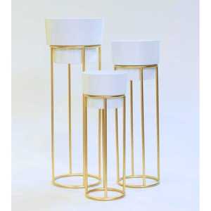 Modern <b>Large</b> Eco-Friendly Flower <b>Pot</b> Planter Stand Set Contemporary Minimalist Design Powder Coated for Everyday Dining Room Use - Product Image 1