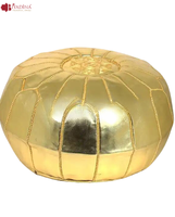 Pouf ottoman marocain en cuir véritable fait à la main, repose-pieds créatif, chaise dorée, décoration écologique pour hôtel, appartement, villa
