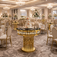 Nouvelle conception, table à gâteau ronde en acier inoxydable doré de haute qualité pour hôtels, mariages et fêtes