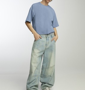 T-shirt oversize à manches courtes tendance pour homme, streetwear, style hip-hop, personnalisé, 100% coton, lavage à l'acide, vintage - Product Image 4