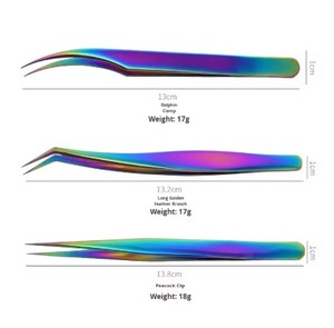 Pinces à cils professionnelles colorées en gros, pinces à cils courbées en acier inoxydable pour tester les extensions de cils - Product Image 4
