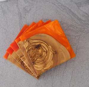 Sous-verres en résine de bois époxy noyer Offre Spéciale inde 2025 Top qualité personnaliser carré rond - Product Image 3