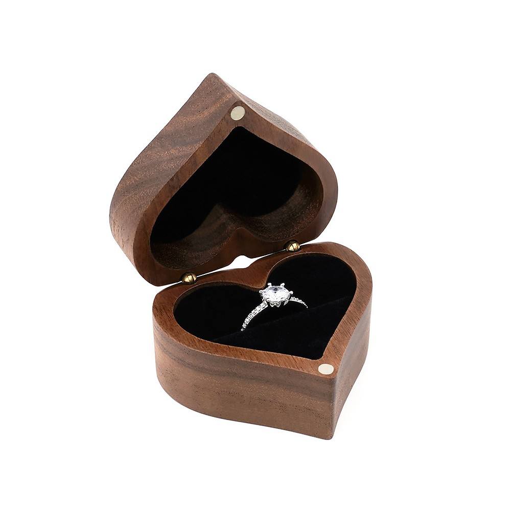 Black heart shaped ring box