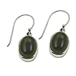 Boucles d'oreilles pendantes ovales en onyx argenté pour femme, bijoux de mode pour usage quotidien - Product Image 2