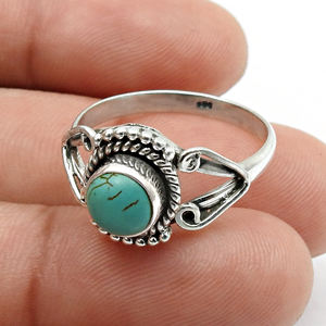 Nueva llegada de alta calidad joyería al por mayor 925 plata esterlina turquesa natural piedra preciosa estilo clásico anillo joyería hecha a mano - Product Image 2