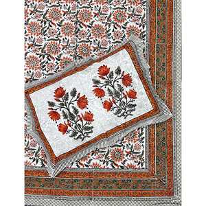 Hand Block Printed King Size 100% Cotton Double Bedsheet Pillow Cover Eco-Friendly Floral <b>Comforter</b> <b>Set</b> for Home 3 Pcs <b>Set</b> - Product Image 1