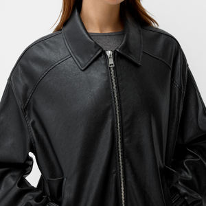 Chaqueta Casual de Piel Auténtica de Lujo para Mujer, Color Coñac, Forro de Poliéster, Teñido Liso, Procesamiento con Revestimiento, Otoño/Invierno, Talla Grande - Product Image 6