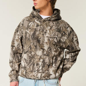 Nueva llegada personalizado Boxy Fit Tan Camo pulóver sudaderas con capucha hombres de gran tamaño de algodón mezclado gota hombro sudadera Unisex Streetwear - Product Image 1