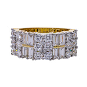 Elegante anillo de banda ancha de diamantes de oro de 14 quilates para hombres y mujeres, regalo de aniversario Baguette con diamantes, pieza de declaración natural - Product Image 3