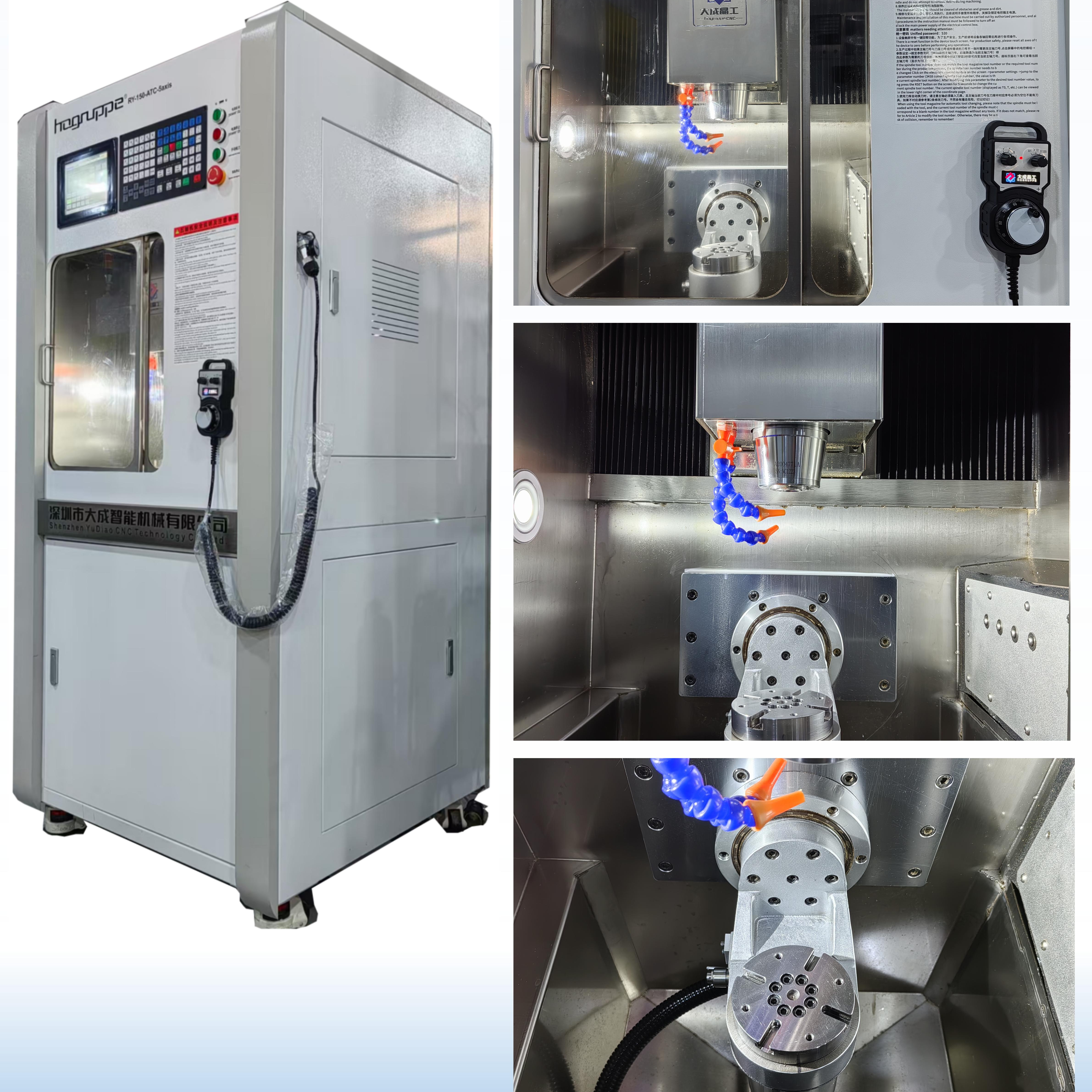 Custom ATC Mini 5 Axis CNC Router Milling Machine Siemens/Syntec Motor PLC Gear Pump Bearing Gearbox for Metal Processing