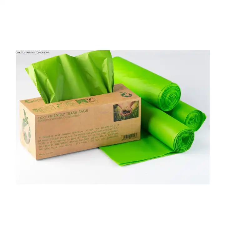 Compostable trash bags, Biodegradable plastic bags.