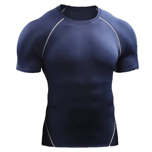 2025 Summer Men's Compression T-Shirt Spandex/Cotton Quick Dry Elastic Anti-shrink 180g Sport Tops Running Athletic Gym Workout - Product Image 2