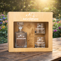 Decantador de Whisky de Vidrio Transparente Cuadrado con Logotipo Personalizado, Juego de Decantador de Licor con 2 Vasos de Whisky para Bodas, Precio al por Mayor