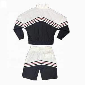 Nuevo conjunto de Chaqueta corta cortavientos de dos piezas personalizado, chándal de calle de poliéster y nailon con cremallera de retazos hecho por la industria RAM - Product Image 4