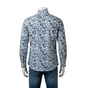 Chemise pour homme en tissu sergé anti-rides, polyester et coton, imprimé numérique, coupe ajustée, décontractée, pour le travail, vente en gros, offres spéciales - Product Image 5