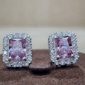 925 Sterling Silver <b>Bridal</b> GRA Certified Original VVSD Pink Moissanite <b>Jewelry</b> <b>Set</b> for Wedding Women's Earrings Ring <b>Jewelry</b> <b>Set</b> - Product Image 4