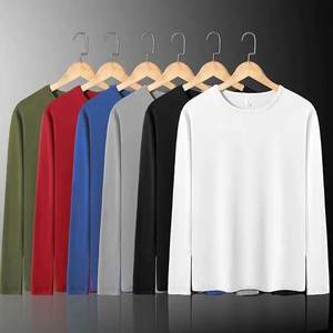 <b>Men's</b> Oversized 100% Cotton T-Shirts High Quality Heavy-Jersey Drop Shoulder Custom Logo Comfortable <b>Long</b> <b>Sleeve</b> Knitted Print - Product Image 2
