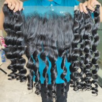 Bundles de cheveux humains de 30 pouces Vietnam cheveux bruts ondulés super doublement étirés avec fermeture à lacet 5x5