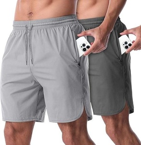 Shorts de sport pour homme en polyester et élasthanne à séchage rapide avec poches latérales, shorts de fitness et de musculation pour homme - Product Image 1