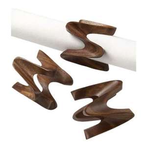 Servilleteros de madera rústica tallada a mano con patrones únicos para comedor de inspiración vintage y Decoración de mesa de boda - Product Image 4