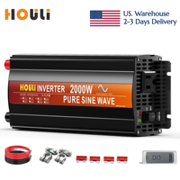 Convertisseur de courant monophasé à onde sinusoïdale pure HOULI, DC 12V/24V vers AC110V, pour usage domestique et automobile, avec prises US