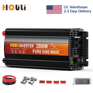 Convertisseur d'énergie à onde sinusoïdale pure HOULI DC 12V/24V vers AC110V pour voiture avec prises US - Product Image 2
