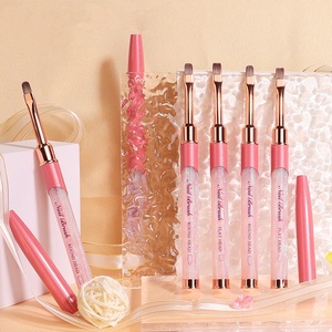 Pincel de <span class=keywords><strong>uñas</strong></span> con logotipo personalizado Rosa ovalado Kolinsky calidad de peluquería para brillo líquido y pinceles de dibujo acrílico a mano - Product Image 1