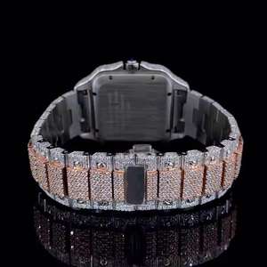 Montre-bracelet pour homme en diamant Moissanite VVS de haute qualité, très vendue, bracelet en acier inoxydable, mouvement mécanique, verre glacé, style hip-hop - Product Image 4