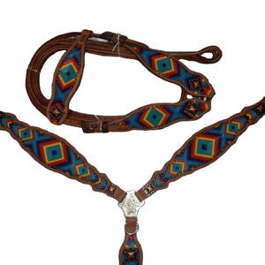 Fabrication supérieure DD cuir Western bride ensemble peint à la main Durable équestre équitation tête décrochage poitrine Sports de plein air - Product Image 2