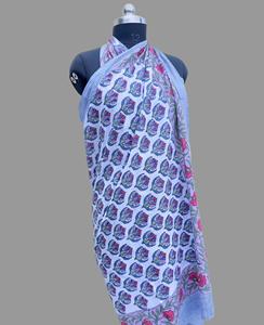 Sarong indio con estampado de bloques florales, envoltura de playa hecha a mano de algodón 100% para mujer, suministro al por mayor ligero, sostenible y a granel - Product Image 2