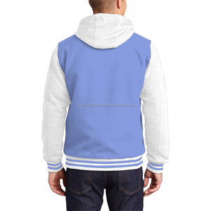 Black cotton fleece varsity <b>jacket</b> for <b>men</b> minimalist stylish letterman <b>jacket</b> for wholesale - Product Image 2